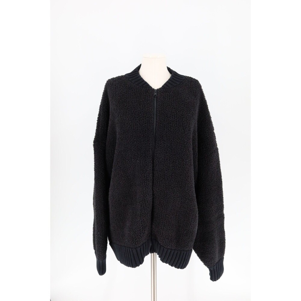 Aerie Women Size XXL Black Teddy Zip Front Long Sleeve Sweater Jacket